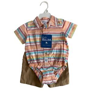 9 month baby boy B.U.M baby 2-piece outfit NWT, short sleeve button up w shorts